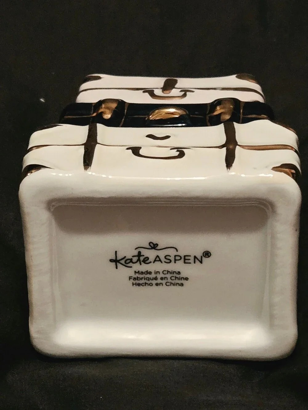 Kate Aspen Ceramic Porcelain Suitcase Ceramic Bud Vase 3.25 X 3